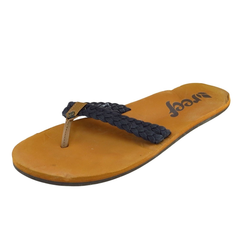 Reef Sz 10 M Black Flip Flop Synthetic Women Sandals
